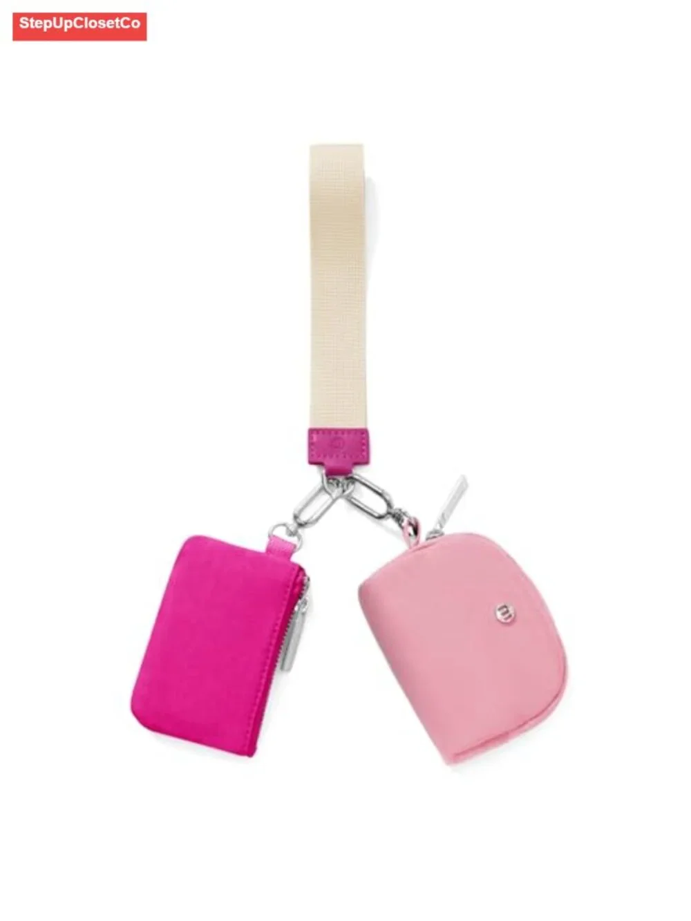 Mini Zip Around Wristlet Wallet with Detachable Pouch Keychain Coin Purse for